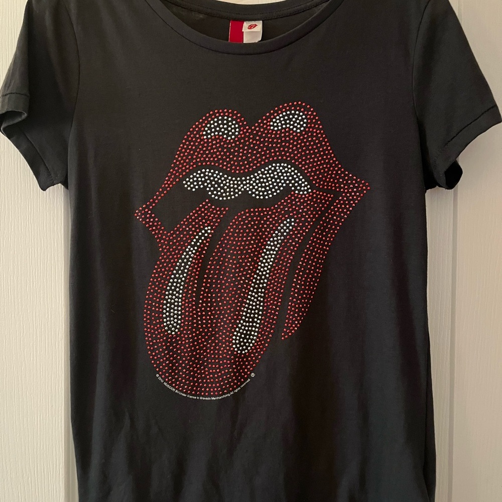 Black T-Shirt with Red and White Graphic